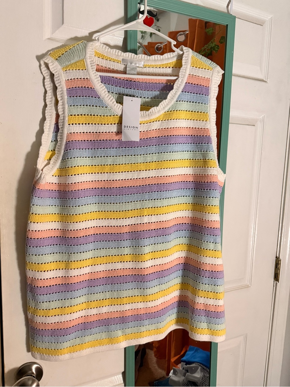 Design History Pastel Striped Open-Knit Tank